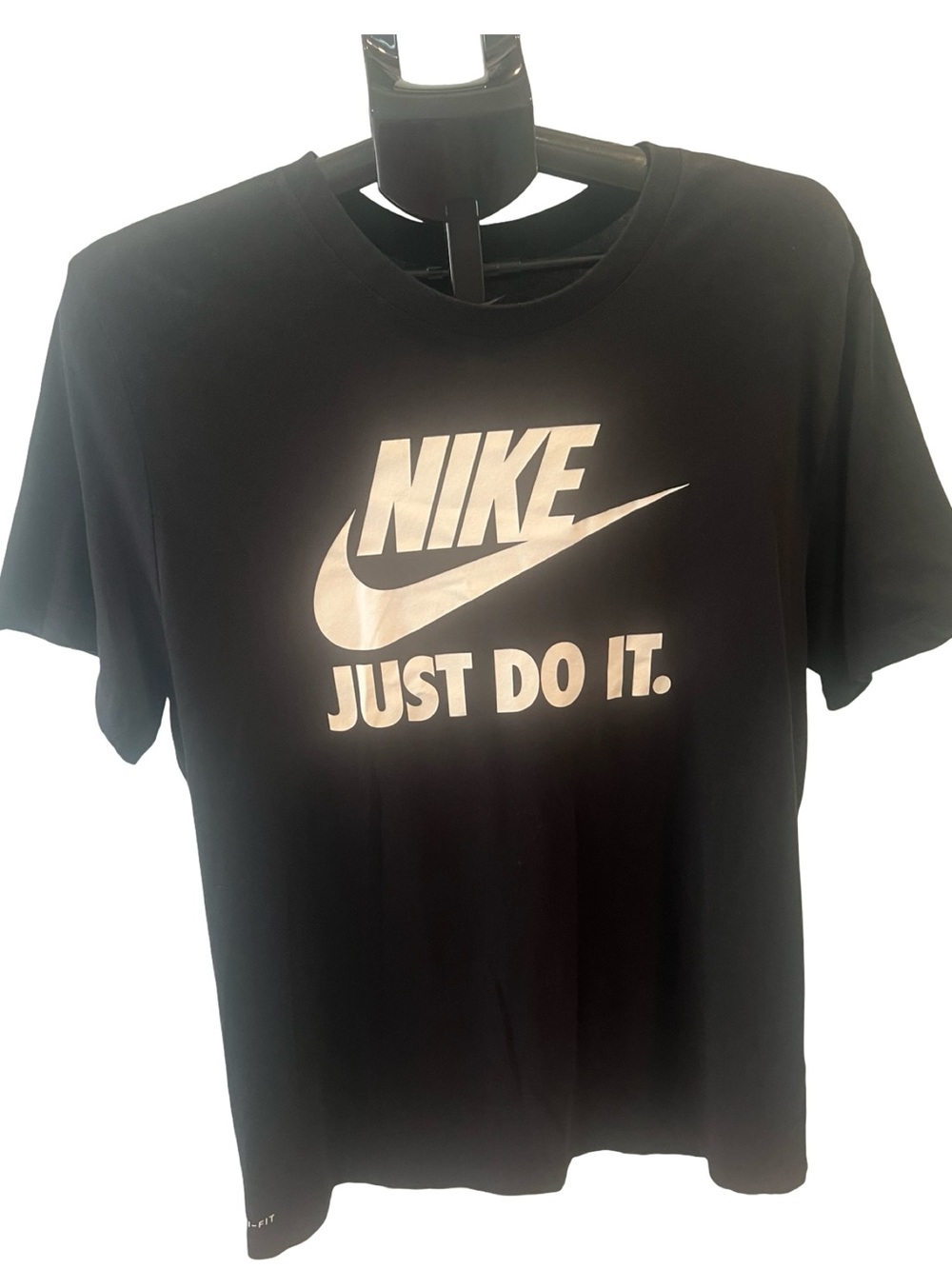 Nike Black T-Shirt with White "Just Do It." Logo